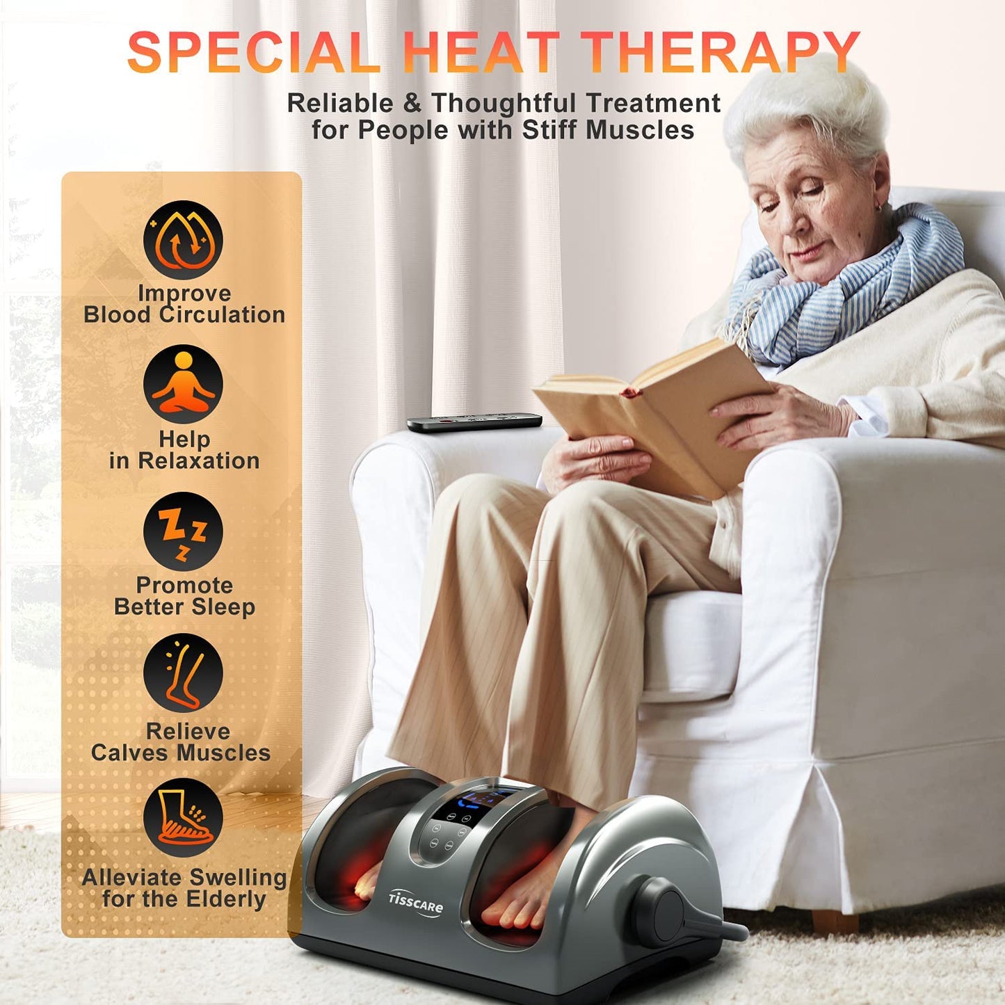 TISSCARE Shiatsu Foot Massager for Circulation and Pain Relief-Foot Massage Machine for Plantar Fasciitis Relief, Relaxation-Massage Foot, Leg, Calf, Ankle with Deep Kneading Heat Therapy… - OthoBlissy